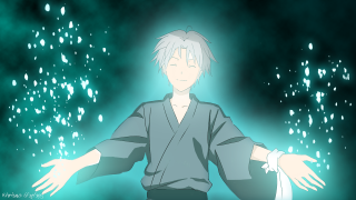 Man white hair kimono dark - his arm free wallpaper