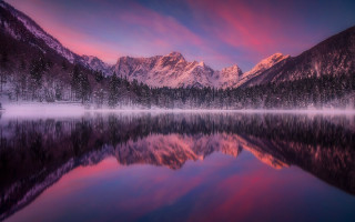 Mountain reflection sunset pink purple 2 - caspar wolf free wallpaper for desktop