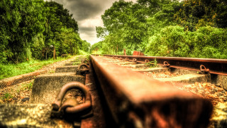 Rusted railway trees cloudy sky - anton graff free wallpaper