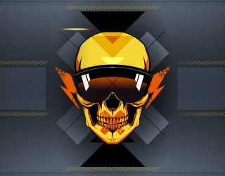 Yellow helmet skull flames triangle - a yellow helmet free wallpaper