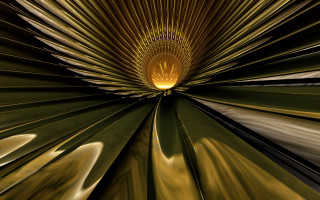 Abstract yellow black light tunnel - the end of the tunnel free wallpaper