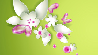 Green white flower butterfly pink - the bottom of the image free wallpaper
