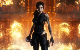 Eve rider gothic fire wall - a black outfit free wallpaper for desktop