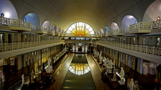 Library pool centerhall largewindow cityscape - surrounding free wallpaper