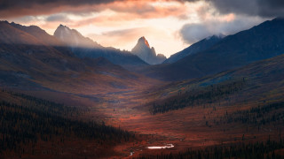 Valley river mountains clouds sunset 2 - a valley free wallpaper