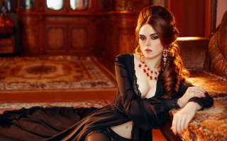 Gothic fashion marble sculpture brownhair - free vintage wallpaper