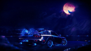 Moon car mountain night astronaut - andrew law free wallpaper