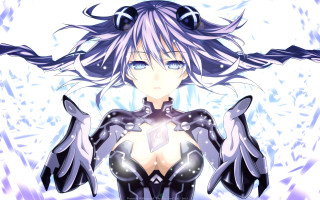 Purple haired magical girl winged - her chest free wallpaper for desktop