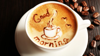 Coffee drawing saucer beans spoon - a saucer free wallpaper