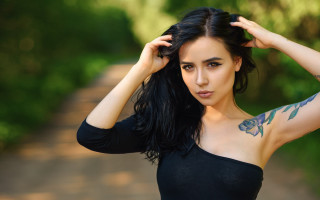 Elina karimova tattoo portrait gothic - her arm and shoulder free wallpaper