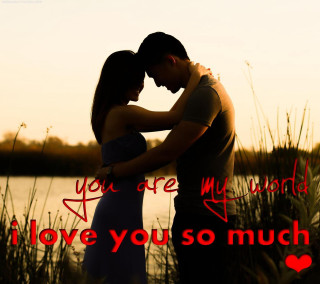Couple hugging lake you are - free valentines wallpaper for tablet