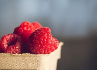 Raspberries still life food closeup - a box free wallpaper for desktop