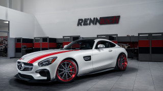 White mercedes sports car red 2 - a red stripe free wallpaper