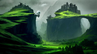 Fantasy landscape castle mountain bird - andreas rocha free wallpaper