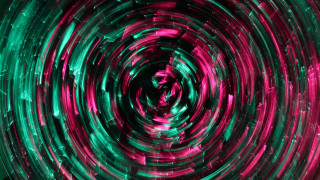 Circular green pink lights dark 2 - chromatic aberration free wallpaper
