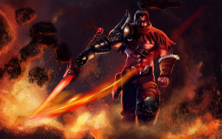 Armor sword fire demon flames - flame behind free wallpaper