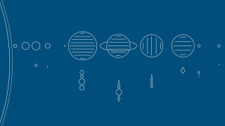 Blue background planets line drawing - planet free wallpaper