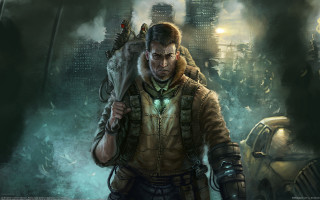 Man knife cityscape smoke fog - smoke and fog behind free wallpaper