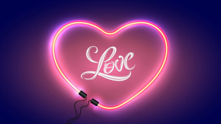 Neon heart love white purple - a purple background free wallpaper