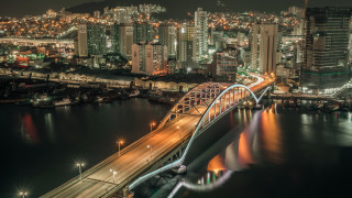 Bridge cityscape night lights tokyo - a bridge over a river free wallpaper