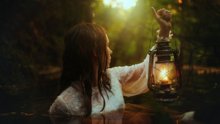 Woman lantern water sunlight hand - a lantern free wallpaper