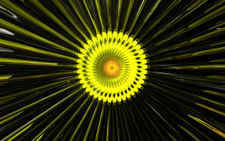 Yellow circular abstract fireworks flower - a yellow center in the middle free wallpaper