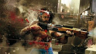 Man blood splatter cyberpunk helmet - biopunk free wallpaper