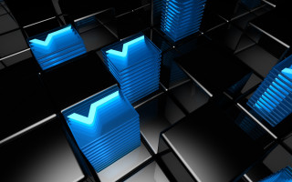 Blue arrow black background squares - square free wallpaper