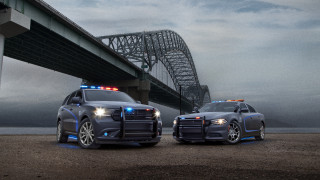 Police cars bridge military photorealism - intimidating free wallpaper
