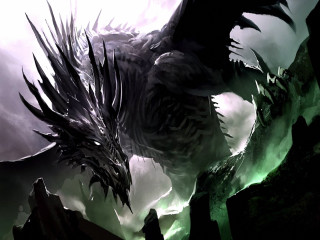 Dragon hugehead wings darkforest cloudy - a huge head free wallpaper