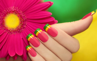 Woman hand pink flower yellow 2 - corneille free wallpaper