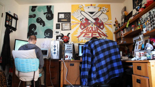 Man sitting chair room computer - asaf hanuka free wallpaper