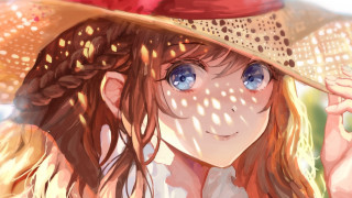 Girl hat blueeyes portrait impasto - rossdraw global illumination free wallpaper