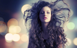 Woman long hair blowing moonlight - fashion photography free wallpaper