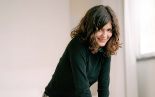 Woman smiling laptop window portrait - anna haifisch free wallpaper