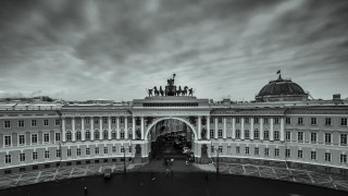 Clocktower statue cloudy sky constructivism - roof free wallpaper