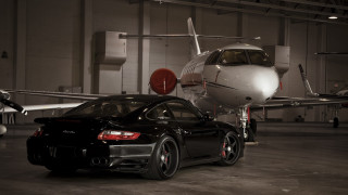 Black car jet hangar luxury - neoism free wallpaper for desktop