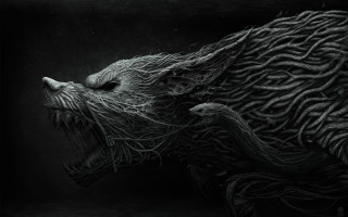 Boar open mouth gothic rope - its back end free wallpaper