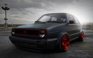 Gray van red rims cloudy 2 - red rim free wallpaper