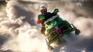 Snowmobile rider cloudy sky helmet - frostbite 3 engine free wallpaper