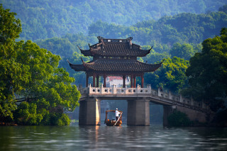Bridge water building boat nature - dai xi free wallpaper for desktop