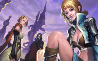 Fantasy women castle purple sky - a group of women free wallpaper for desktop