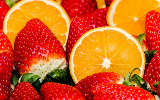 Orange strawberry closeup summer vibrancy - one cut free wallpaper