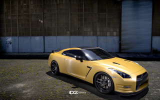 Yellow sports car brick road 2 - a brick road next free wallpaper for desktop
