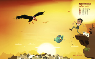 Cliff jumping man birds silhouette - free bird wallpaper for desktop