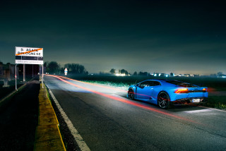Blue sports car night road 5 - a blue sports car free wallpaper