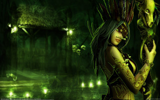 Gothic woman green creature nature - weird free wallpaper for desktop