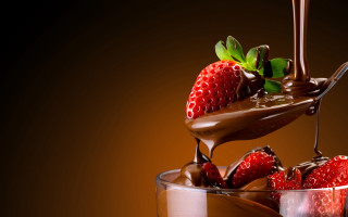 Chocolate strawberry dessert 3d render - decadent free wallpaper