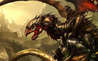 Dragon head body attacking demon - a huge head free wallpaper