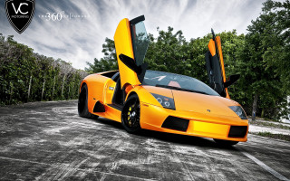 Yellow sports car open doors 6 - vibrant free wallpaper for desktop